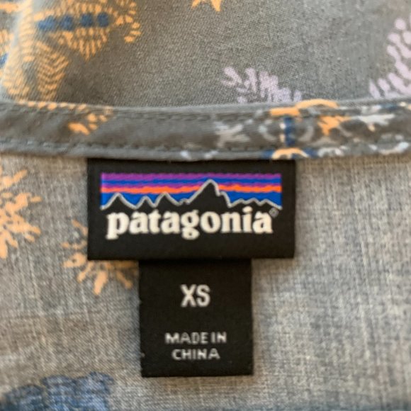 Patagonia June Lake Mini Dress In Hex Gray/ Village Bird Size XS EUC - Picture 3 of 5